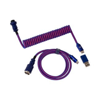 Keychron Premium Coiled Aviator USB Cable | Type-C + USB-A Adapter | Detachable Aviator Connector | 108 cm