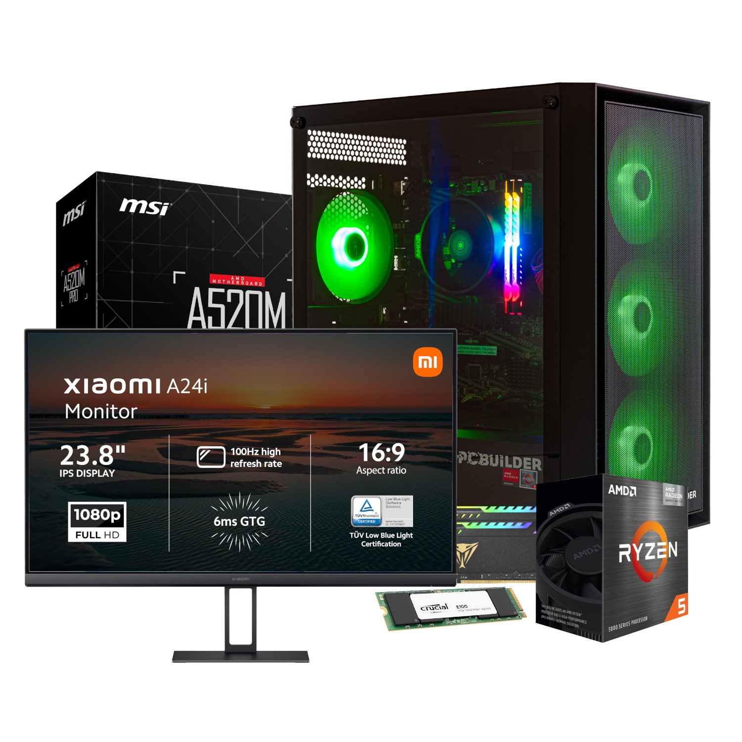 PCBuilder Ryzen 5 5600GT DEFENDER Windows 11 Gaming PC + Monitor Bundle - Image 2