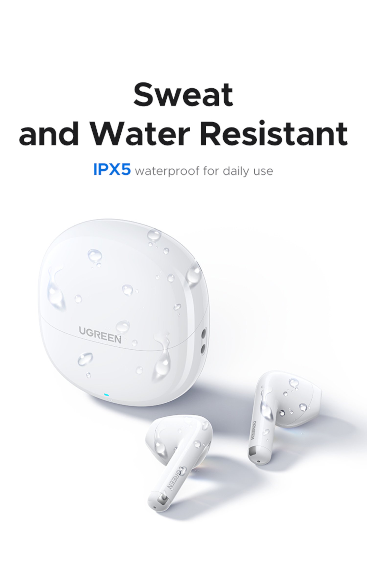 UGREEN Lightbuds Basic Earphones (Semi In-Ear)–White - Image 3