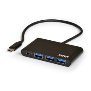 Port USB Type-C to 3 x USB3.0 and 1 x Type-C PD 30cm 4 Port Hub - Black - TauTech South Africa