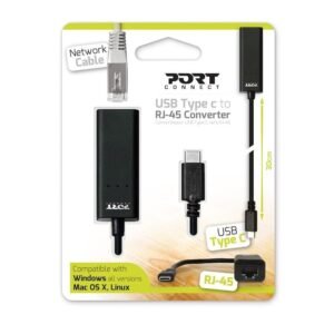 Port USB Type-C to RJ45 5Gbps 30cm Adapter - Black - TauTech South Africa