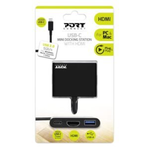 Port USB Type-C to 1 x HDMI|1 x USB3.0|1 x Type-C 60W PD Dock - Black - TauTech South Africa