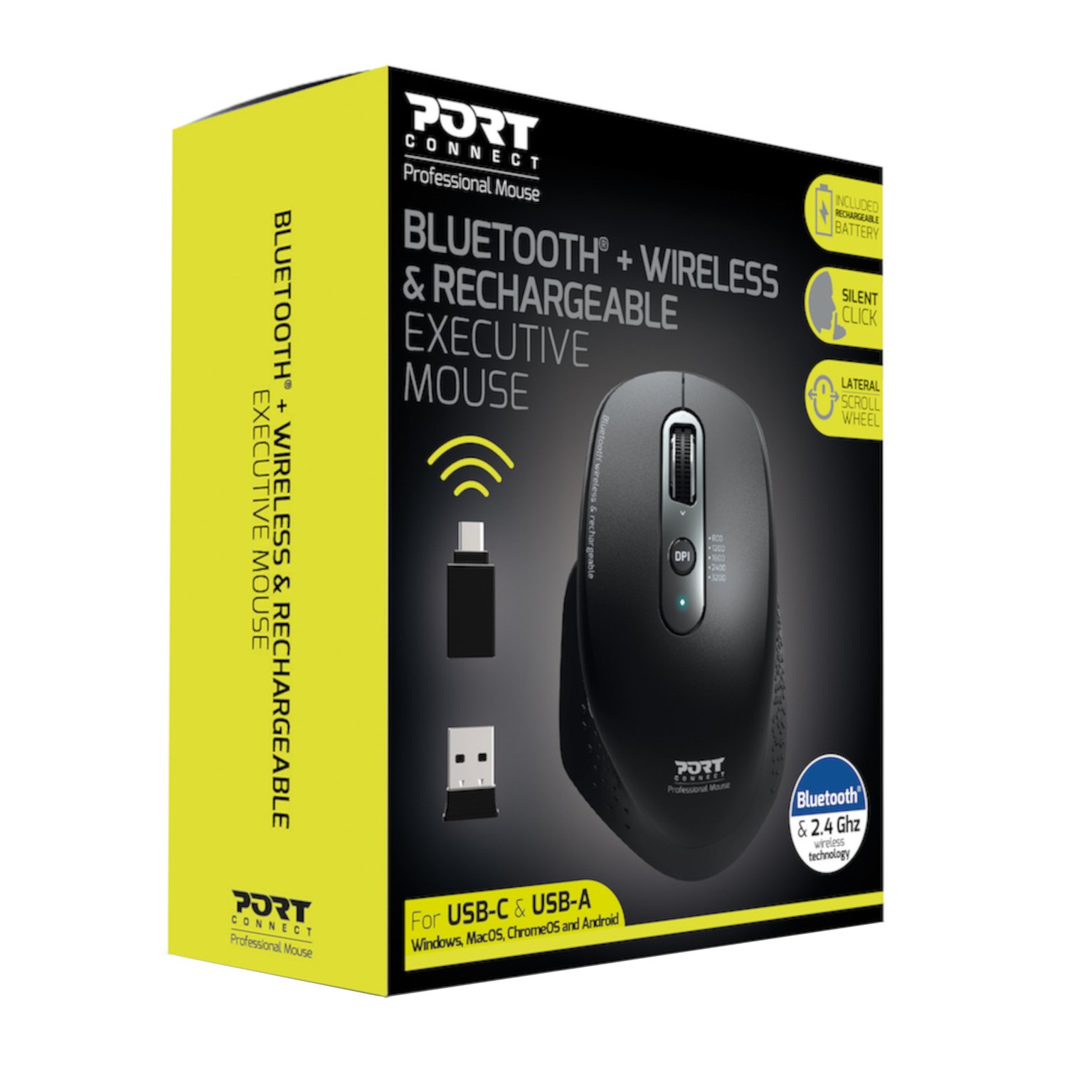 Port Connect Bluetooth Wireless and Rechargeable Executive Mouse - Black - Image 5