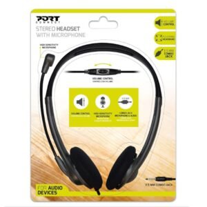 Port Stereo Headset with Mic with 1.2m Cable|1 x 3.5mm|Volume Controller - Black - TauTech South Africa