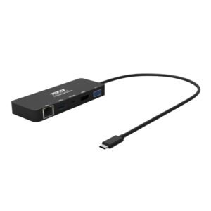 Port USB Type-C to 1 x RJ45|1 x USB3.0 SS|1 x Type-C 85W PD|1 x HDMI2.0|1 x VGA 30cm Cable Dock - Black - TauTech South Africa