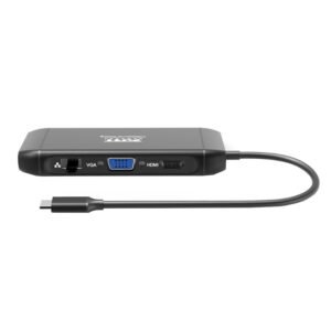 Port USB Type-C 4 x USB3.1|1 x Aux|Micro+SD Card Reader|1 x RJ45|1 x HDMI|1 x VGA|1 x Type-C PD Dock 100W - Black - TauTech South Africa