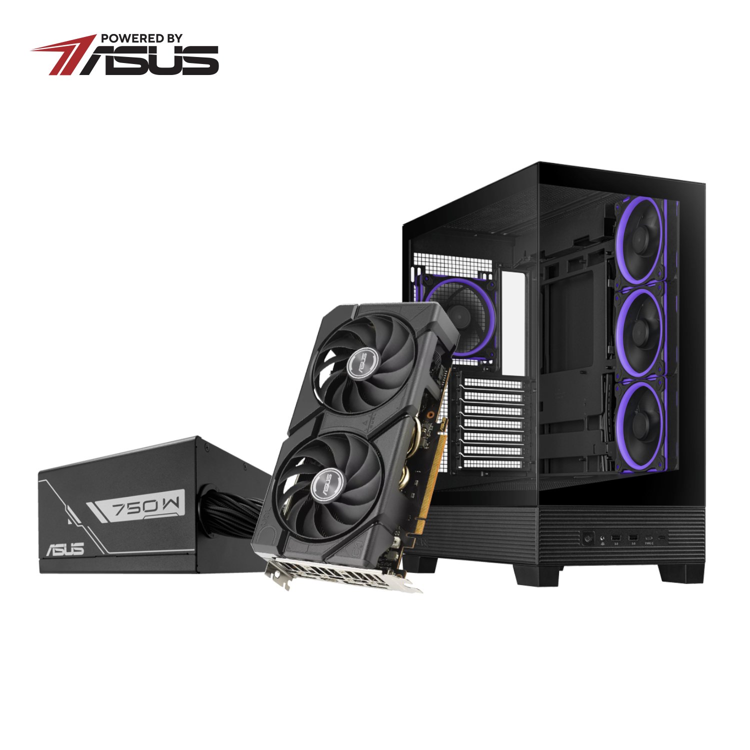 Asus UWM 2 Gaming Chassis/Graphics Card/Power Supply Combo (A31 PLUS | RX 7600 | PRIME 750W)