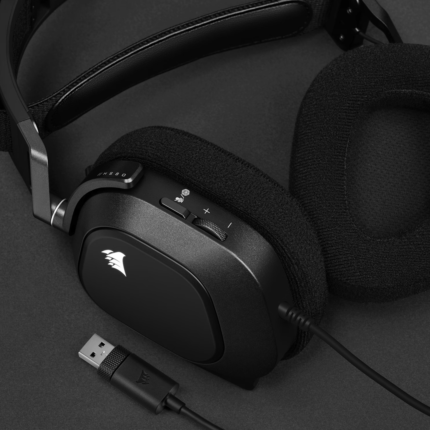 Corsair HS80 RGB USB Wired Over-Ear Gaming Headset — Carbon Black - Image 6