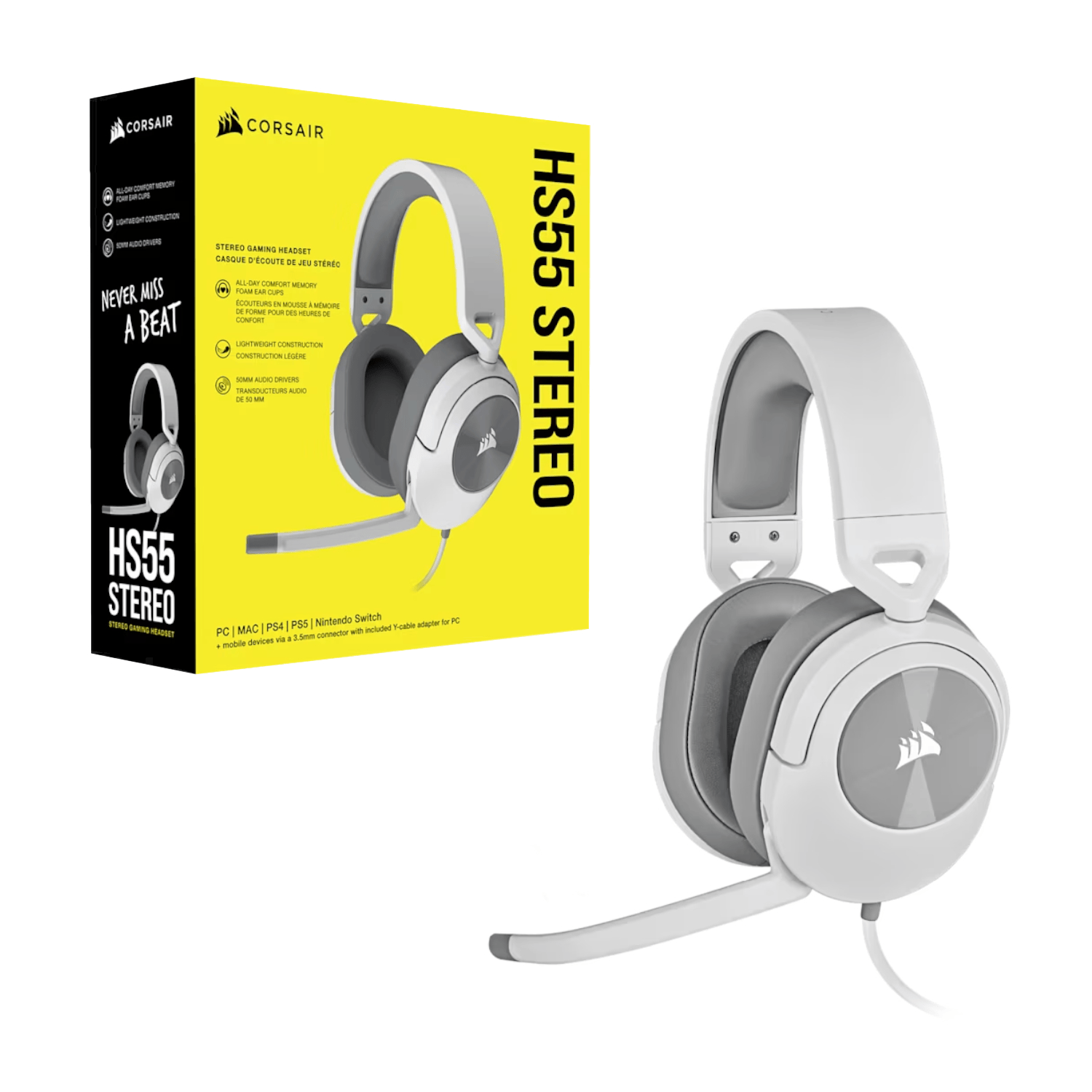 Corsair HS55 Surround Wired Gaming Headset – White - Image 4