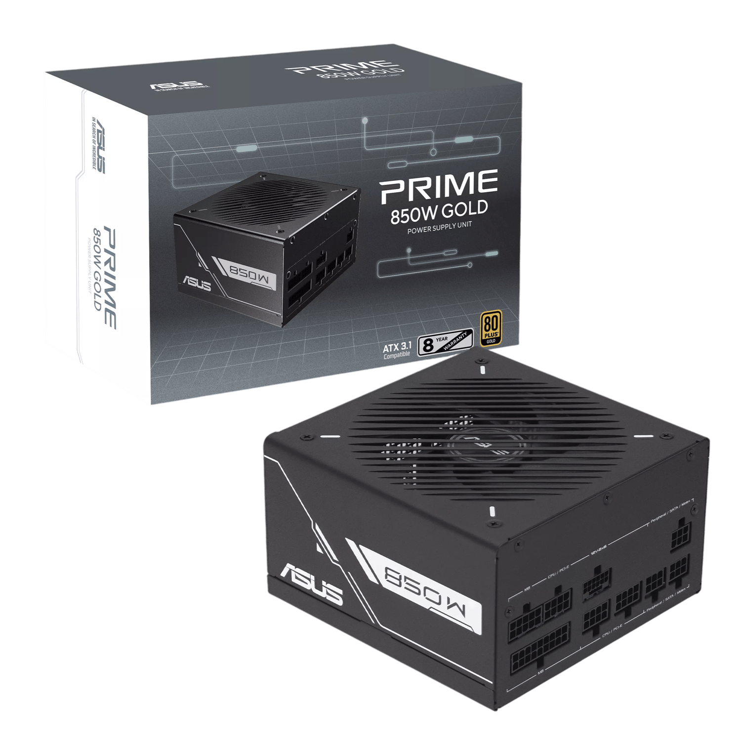 ASUS Prime 850W 80PLUS Gold Black Edition PCIe 5.0 Modular Power Supply