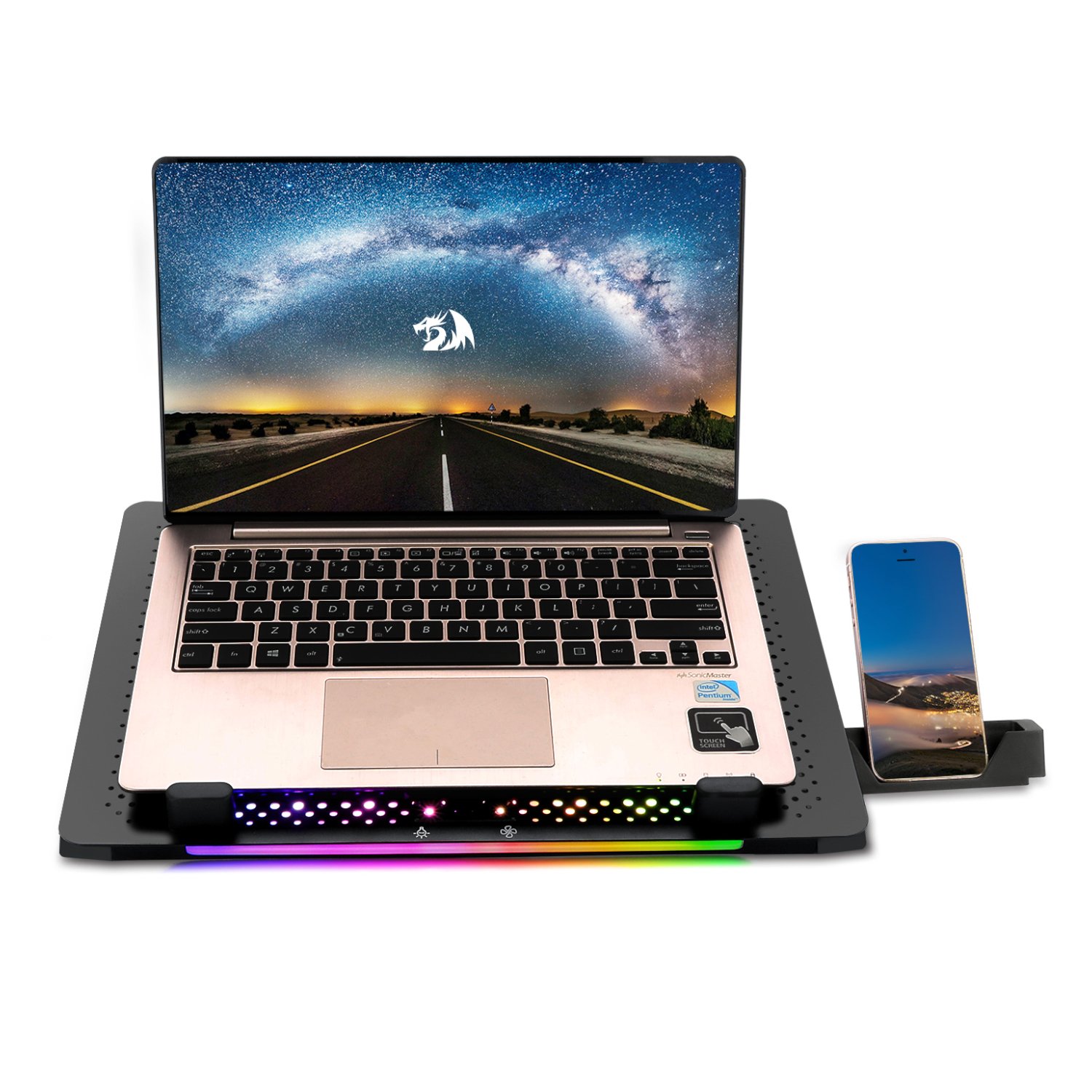 REDRAGON Dual USB 5 Fan RGB Gaming Notebook Stand - Image 10