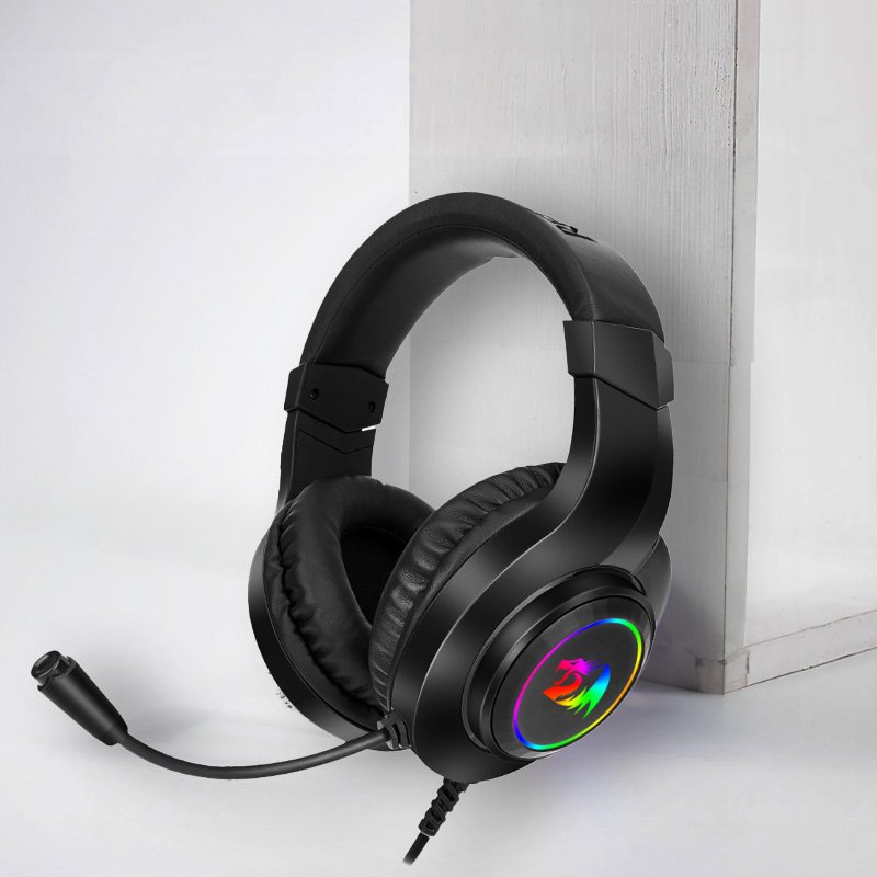REDRAGON Over-Ear HYLAS Aux (Mic and Headset)|USB (Power Only) RGB Gaming Headset - Black - Image 7