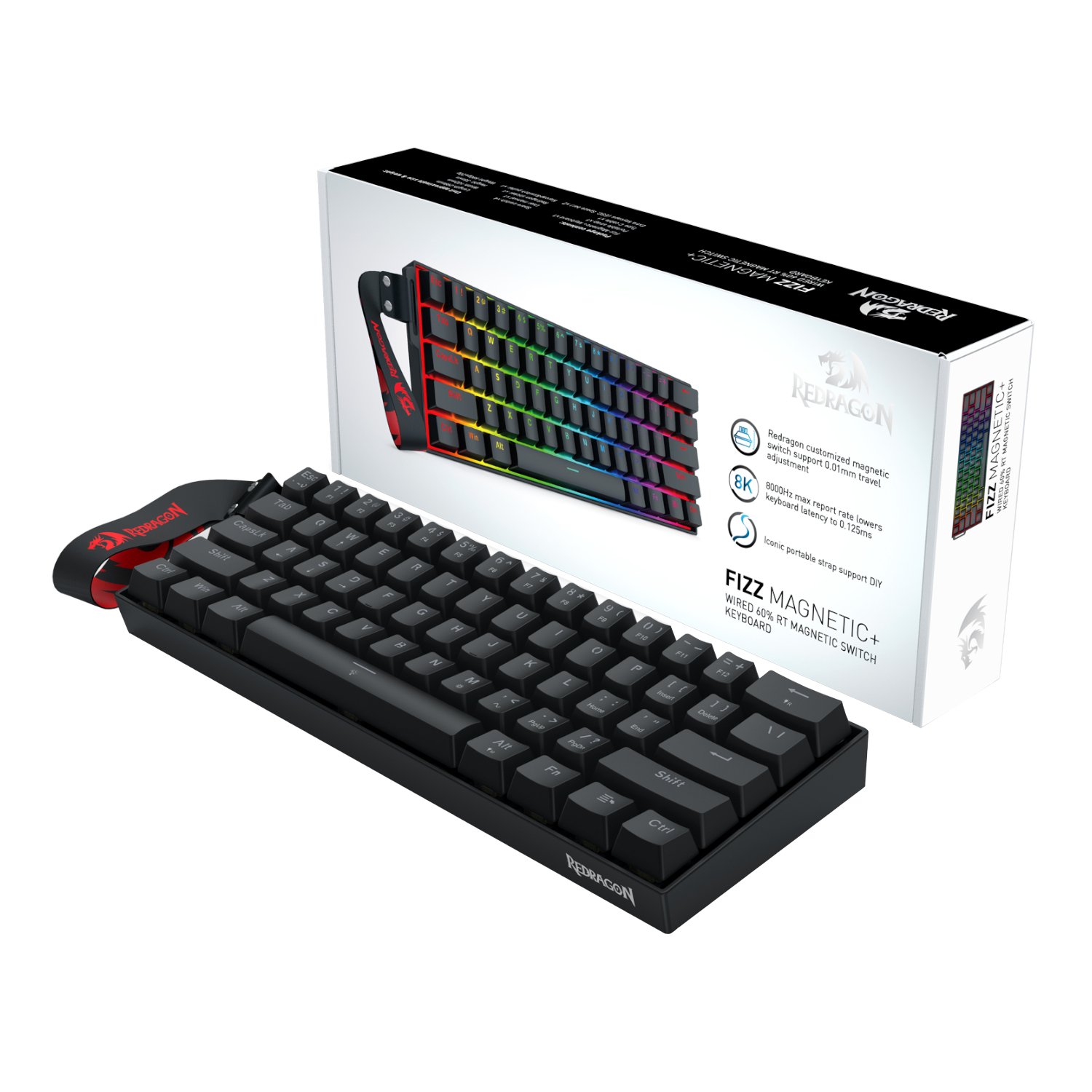 Redragon FIZZ Magnetic Plus 60% RGB Gaming Keyboard - Black - Image 5