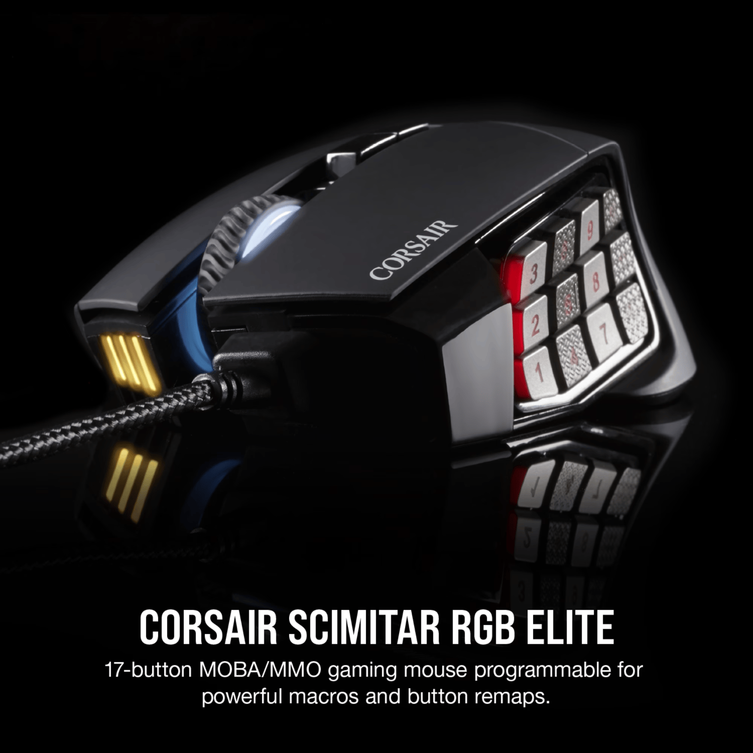 Corsair SCIMITAR RGB ELITE Optical 18 000 DPI MOBA/MMO Gaming Mouse - Black - Image 3