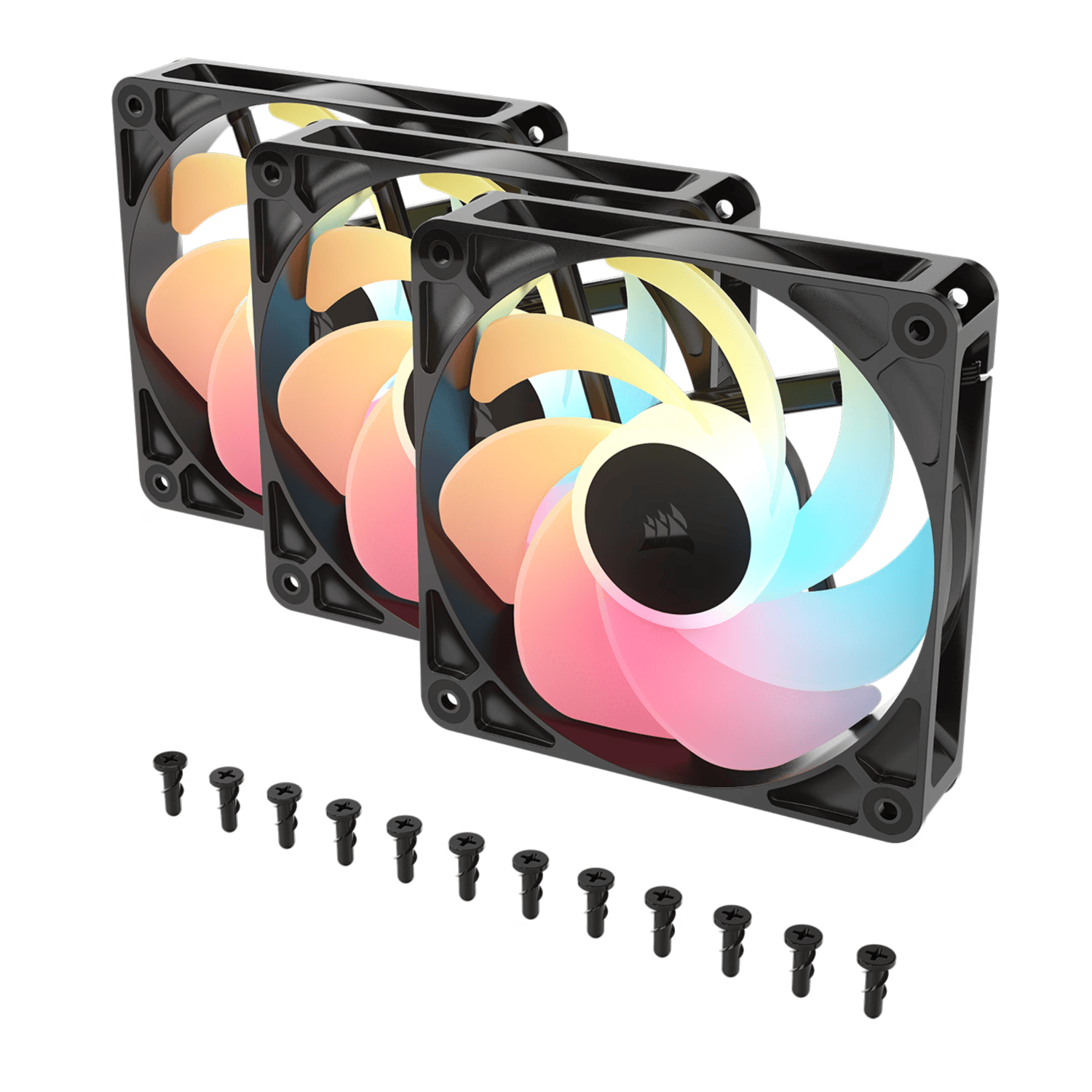 Corsair RS120-R ARGB 120mm PWM Reverse Fans Triple Pack - Black - Image 2