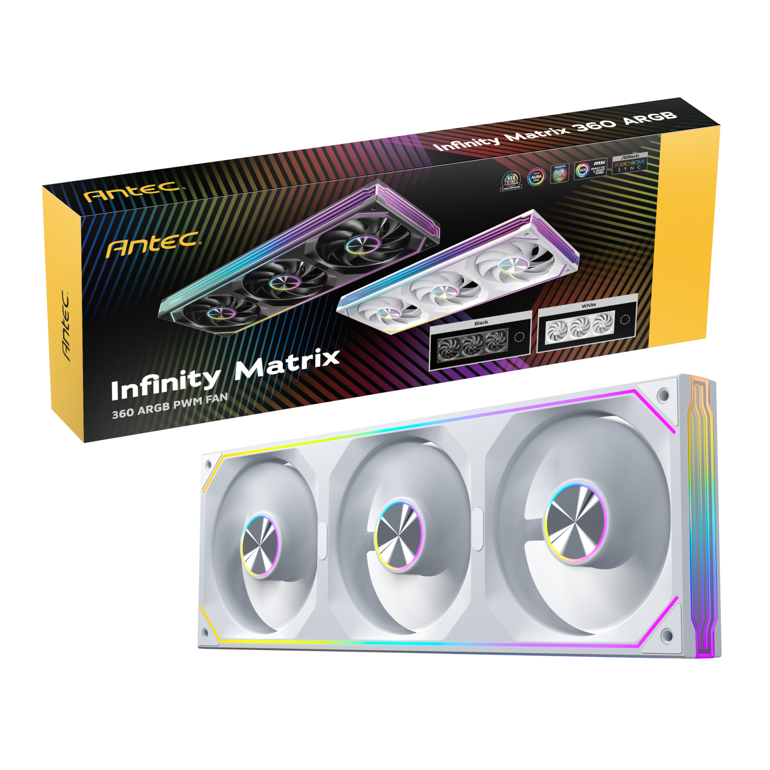 Antec INFINITY MATRIX PWM 360mm ARGB Case Fan Single Frame - White - Image 6