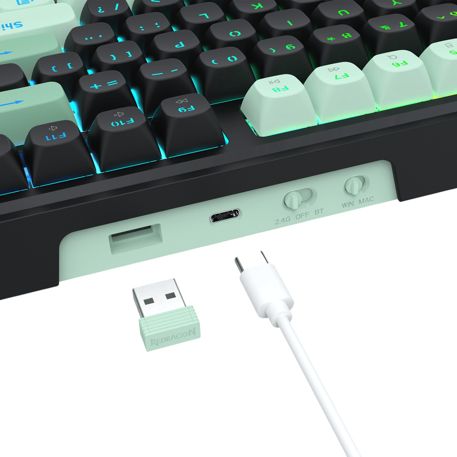 Redragon K745 PRO ANTONIUM RGB Wireless Mechanical Gaming Keyboard - Black/Green - Image 5
